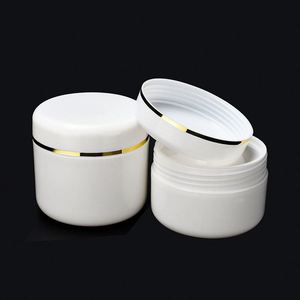 White PP Plastic Cosmetic Jars 10g-250g for Face Cream <b>Eye</b> Cream & Face <b>Mask</b> with Gold Edge - Product Image 2