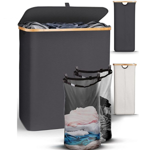 140L tre giặt cản trở với nắp lớn giỏ với tre xử lý không thấm nước bẩn quần áo giỏ tổ chức cho phòng tắm - Product Image 6