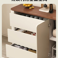 Buffet en bois multi-compartiments grande capacité, avec tiroir à rainure dissimulée et armoire de rangement à une seule porte, finition grain de noyer