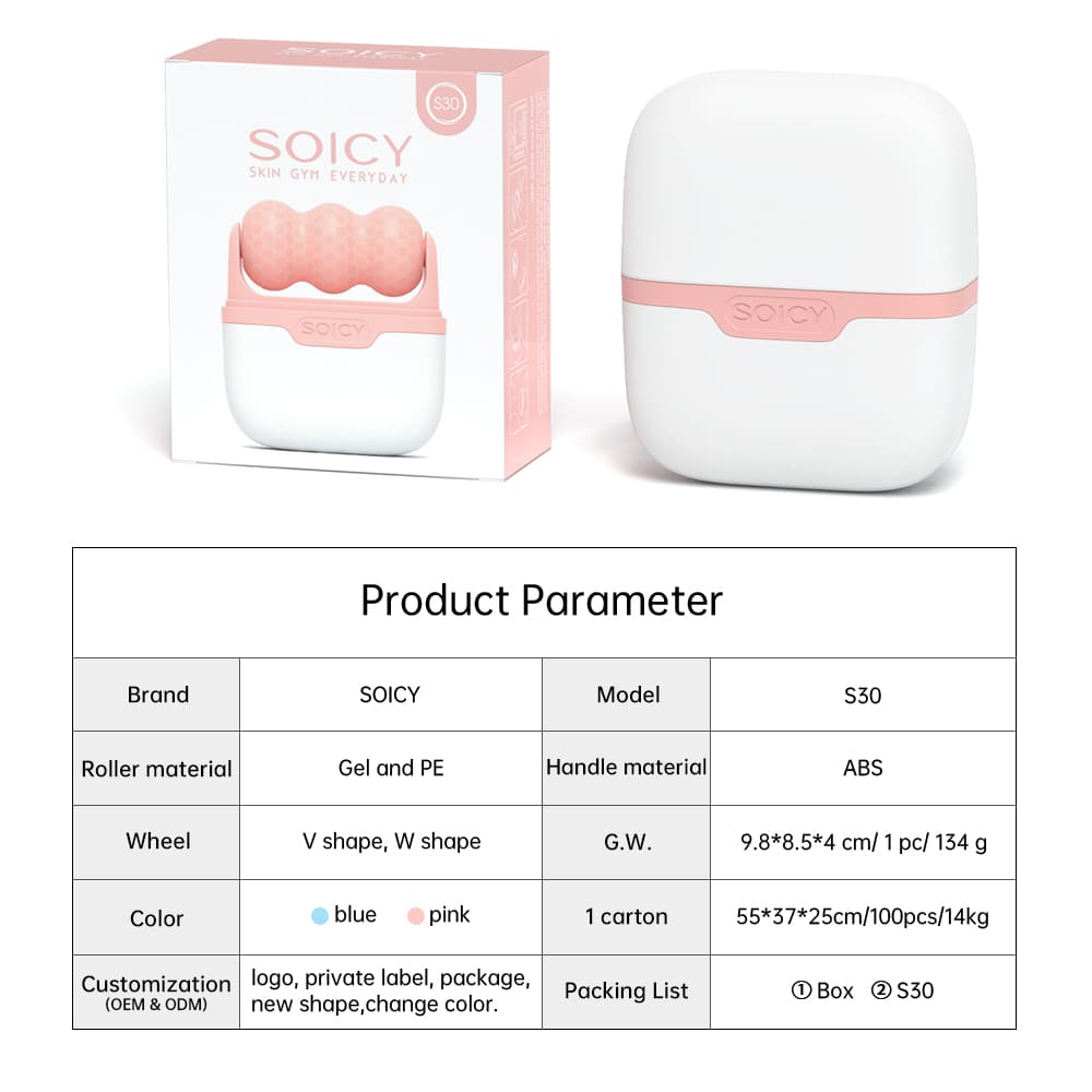 Face Roller Skin Beauty Care Tool Cold Therapy Soicy Two Roller Heads Ice Roller For Face And Eye Shrink Porel Brighten 2-In-1 Face Pink Cooling With Plastic Two roller heads ice roller for face and eye shrink porel - Honkay ice roller for face,cooling face roller,cooling roller,ice roller for face and eye,ice roller