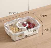 Nouvelle boîte à charcuterie rectangulaire contemporaine en PET à 2 compartiments avec poignées de transport et design drainable pour aliments et collations