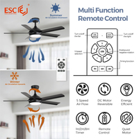 Ventilateur de plafond commercial à commande directe d'usine, ETL, 5 vitesses, 5 pales, ventilateur de plafond à inverter avec lumière et télécommande