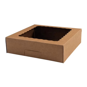 Caja Cuadrada <span class=keywords><strong>Pequeña</strong></span> Personalizada de Papel Kraft para Brownies con Ventana 7x7x1.5, Empaque para Panadería, Grado Alimenticio - Product Image 5