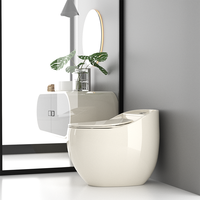WC à chasse d'eau de luxe pour hôtel, à poser au sol, en céramique, monobloc, avec siphon en S, finition or, cuvette de toilette noire mate