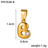 Pendentif Cube Initial 3D F469 en Or avec Breloque Bulle et Zircon Pavé, en Acier Inoxydable, Personnalisable avec Nom et 26 Lettres de l'Alphabet