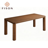 Table à manger rectangulaire en bois massif avec pieds cylindriques ondulés uniques, table à manger personnalisée pour villa, hôtel, restaurant
