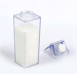 BPA Free Child Friendly Reusable Milk Carton Shaped Clear Square <b>Plastic</b> Leak-Proof Dishwasher Safe Party Water Bottle for - Product Image 5