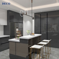 Armoire de cuisine de haute qualité, sophistiquée et luxueuse, en granit artificiel, finition brillante