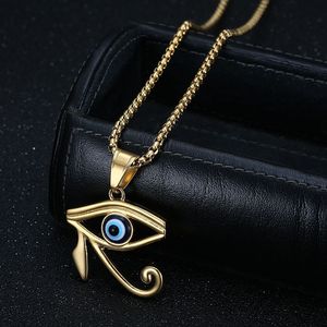 Horus Eye Pendant <b>Titanium</b> Steel Gold Silver Plated Necklace Unisex Everyday Wear Geometric Themed Eye Charm - Product Image 2