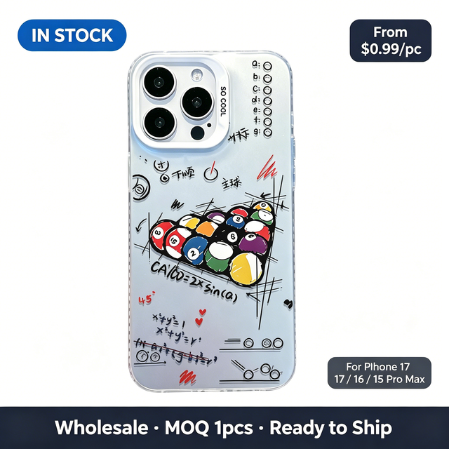 Billiards Strategy Sketch Pattern Clear TPU Case, Scientific Formula Phone Cover for iPhone 17 16 15 14 13 Pro Max