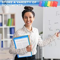 Porte-documents en plastique avec pochette transparente sur le devant, dossier robuste avec 2 poches et emplacement pour cartes, pour enseignants et étudiants, fournitures de bureau