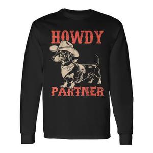 Maglietta a maniche lunghe Howdy Partner Dachshund Cowboy - Product Image 1