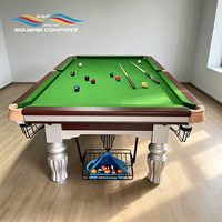 Table de billard S.Q.F Classic Green Felt 9 pieds avec pieds en marbre, plateau en ardoise, coussin en cuir, pour salle de jeux professionnelle, club de luxe ou usage domestique.