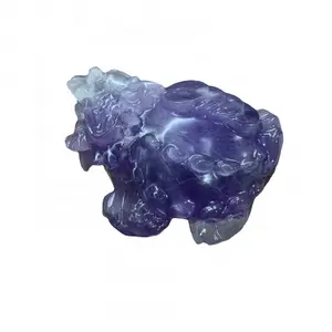 Pietra curativa di cristallo naturale che intaglia la tartaruga del drago della fluorite per la decorazione domestica di cristallo