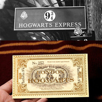 Billets de train magiques imprimés sur papier doré, thème film et anime, accessoires de cosplay, Plateforme 9 3/4 de Londres vers Poudlard, cartes de collection