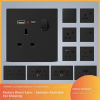 Prise murale universelle 13A standard britannique, noire, avec ports USB, pour Hong Kong et Macao