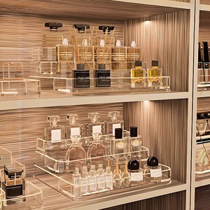 Étagère à parfums multicouche en plastique, boîte <span class=keywords><strong>de</strong></span> <span class=keywords><strong>rangement</strong></span> cosmétique <span class=keywords><strong>de</strong></span> bureau, présentoir transparent rectangulaire pour table <span class=keywords><strong>de</strong></span> maquillage et soins <span class=keywords><strong>de</strong></span> la peau - Product Image 4