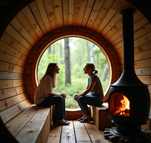 Ventes directes d'usine de sauna sec extérieur de haute qualité 6 personnes séquoia baril en <span class=keywords><strong>bois</strong></span> Structure solide panoramique - Product Image 4