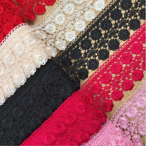 Pita Renda Bordir Bunga Poliester Berkualitas Tinggi Grosir, Renda Guipure Warna-warni untuk Jahitan Pakaian, Dekorasi DIY - Product Image 1