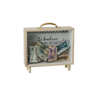 Hucha Rectangular Transparente de Madera, Caja de Ahorros para Niñas, Caja Portátil para Coleccionar Boletos de Cine, Creativa para Escritorio - Product Image 5