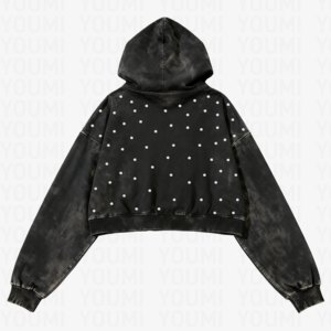 Youmi Tùy Chỉnh OEM Kỹ Thuật Số Dtg In Mặt Trời Faded Rhinestone Crop Pháp Terry 100% Cotton Thân Thiện Với Môi 400-500G Người Đàn Ông Của Áo - Product Image 2