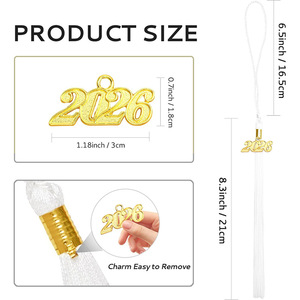 Llavero con borlas <span class=keywords><strong>para</strong></span> toga <span class=keywords><strong>de</strong></span> graduación 2026, dije dorado del año, accesorios <span class=keywords><strong>para</strong></span> ceremonias académicas <span class=keywords><strong>de</strong></span> graduación universitaria y doctorada - Product Image 3