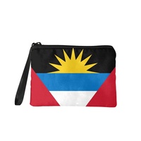 Dompet Koin Mini Berresleting Motif Bendera Antigua, Kantong Penyimpanan Kartu dan Uang Receh Portabel dari Kanvas Poliester untuk Perjalanan Wanita