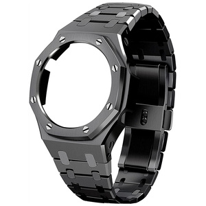 ชุดดัดแปลงสายนาฬิกาโลหะสแตนเลสสตีลสุดหรู สีเงิน-ดำ สำหรับนาฬิกา <span class=keywords><strong>casio</strong></span> <span class=keywords><strong>GA</strong></span> 2100/<span class=keywords><strong>GA</strong></span> <span class=keywords><strong>2110</strong></span>/GAB2100 - Product Image 1