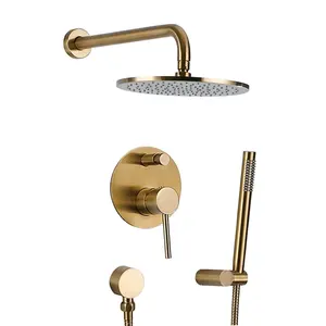 Золотистый душ Sanipro для ванной комнаты, настенный золотистый смеситель для душа, набор «Водопад» для холодной и горячей ванны и душа, смесители