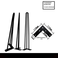 Support mural/étagère robuste en métal noir thermolaqué, double barre triangulaire de 300 mm, sur mesure