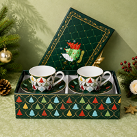 Ensemble de tasses à café, thé et lait en céramique avec motif de sapin de Noël, pour cadeaux de Noël et fêtes saisonnières