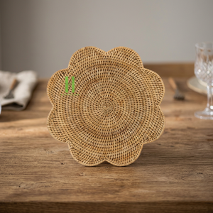 Hot Trend Flower Design Dark Color Woven Rattan <b>Placemat</b> Elegant Mats & Pads From Vietnam - Product Image 1