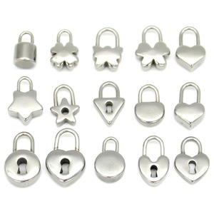 Colgante de candado de acero inoxidable en forma de corazón, accesorios de joyería DIY para pulseras y collares. - Product Image 1