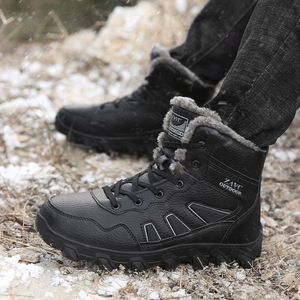 ZINC Men Winter Snow Boots <b>Ankle</b> High Genuine Leather Plush Lining Anti Slip Rubber Outsole Outdoor Warm Boot - Product Image 2