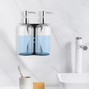 Distributeur mural <span class=keywords><strong>noir</strong></span> 2-en-1 Double support en acier inoxydable pour shampoing liquide et bouteille de <span class=keywords><strong>douche</strong></span> Distributeurs de savon pour les mains - Product Image 2