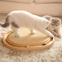 Planche à gratter interactive de luxe en bois de palmier en bambou jouet arbres à chat d'intérieur et grattoir avec piste de balle Carton emballé