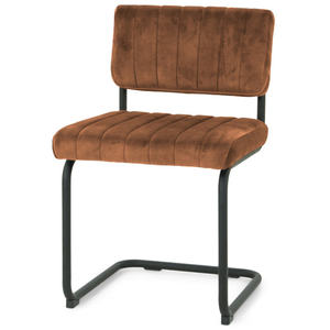 <span class=keywords><strong>Chaise</strong></span> de salle à manger en porte-à-faux en tissu <span class=keywords><strong>velours</strong></span> marron de luxe sans bras - Product Image 1