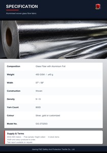 Tissu en fibre de verre laminé avec feuille d'aluminium 450 GSM, ignifuge, réfléchissant la chaleur, pour vêtements de travail industriels - Product Image 2