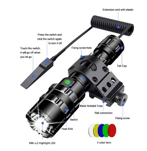 Với Ống Kính Lọc Màu Xanh Lá Xanh Đỏ Màu Vàng Trắng Đèn Pin Sạc 5 Màu Trong 1 Đèn Pin LED Đi Săn Câu Cá Đêm Chiến Thuật - Product Image 2