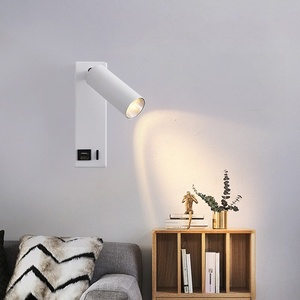 Lámpara de pared LED redonda con carga USB, 3W, ángulo ajustable, Hotel, hogar, dormitorio, iluminación de noche - Product Image 4