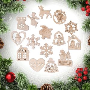 Ornements de Noël en bois découpés au laser, bonhomme de neige et cerf, pour décorations suspendues créatives, dropshipping - Product Image 2