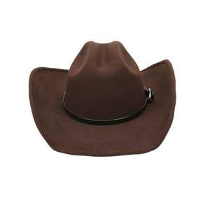 Изготовленная на заказ дешевая ковбойская шляпа коричневого цвета в западном стиле из искусственной шерсти с шляпой из искусственной кожи - Product Image 3