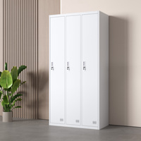 Lemari Baja Modern 3 Pintu Homniture, Perakitan KD, Tahan Lama, Hemat Ruang, Kabinet Penyimpanan untuk Karyawan, Gym, Sekolah, Asrama
