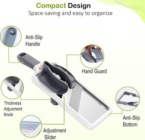 <span class=keywords><strong>Mandoline</strong></span> à légumes manuelle avec lames en acier inoxydable réglables, poignée ergonomique, compatible lave-vaisselle, pour la maison - Product Image 2