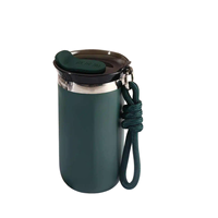 Mug de voyage en acier inoxydable de 350 ml, tasse à double paroi isolée avec poignée en corde pour le bureau et la maison