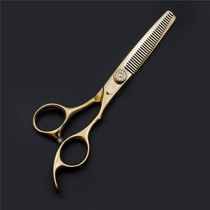 Tijeras de peluquería doradas de 6.0 pulgadas, tijeras de entresacar con punta redonda para uso estético, para diestros, con hoja de acero inoxidable - Product Image 2