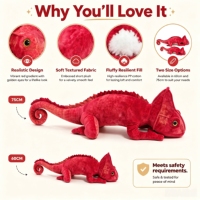 Kadal Merah Realistis dengan Ekor Keriting, Mainan Hewan Boneka Desain Simulasi, Boneka Hewan Isi Dakron untuk Koleksi Pecinta Dinosaurus