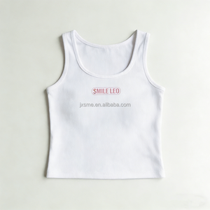 Ricamo donna canotte Tees estate senza maniche Casual Crop Top donna bianco moda Mini gilet Streetwear - Product Image 1