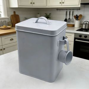 Bocal de rangement en fer pour cuisine, cuillère, riz, détergent pour animaux, nourriture pour <span class=keywords><strong>chat</strong></span>/chien/oiseau, capacité 4,1-5L, design moderne, compatible lave-vaisselle - Product Image 1