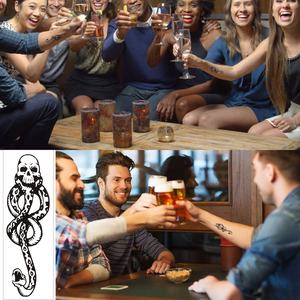 Nueva moda Tribal cuerpo temporal Sexy Cool Black Skeleton Skull Snake Tattoo Sticker - Product Image 2